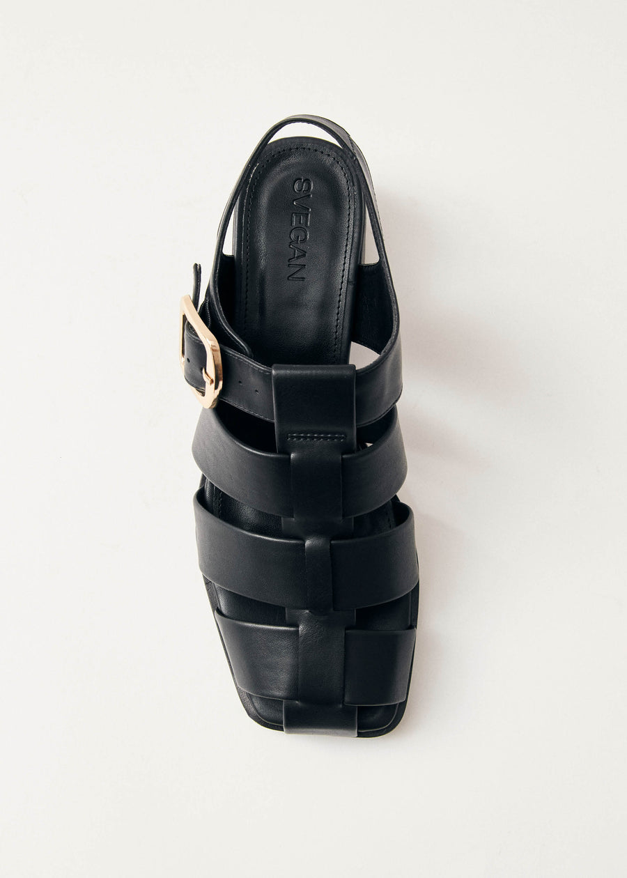 Leona Black Vegan Leather Sandals