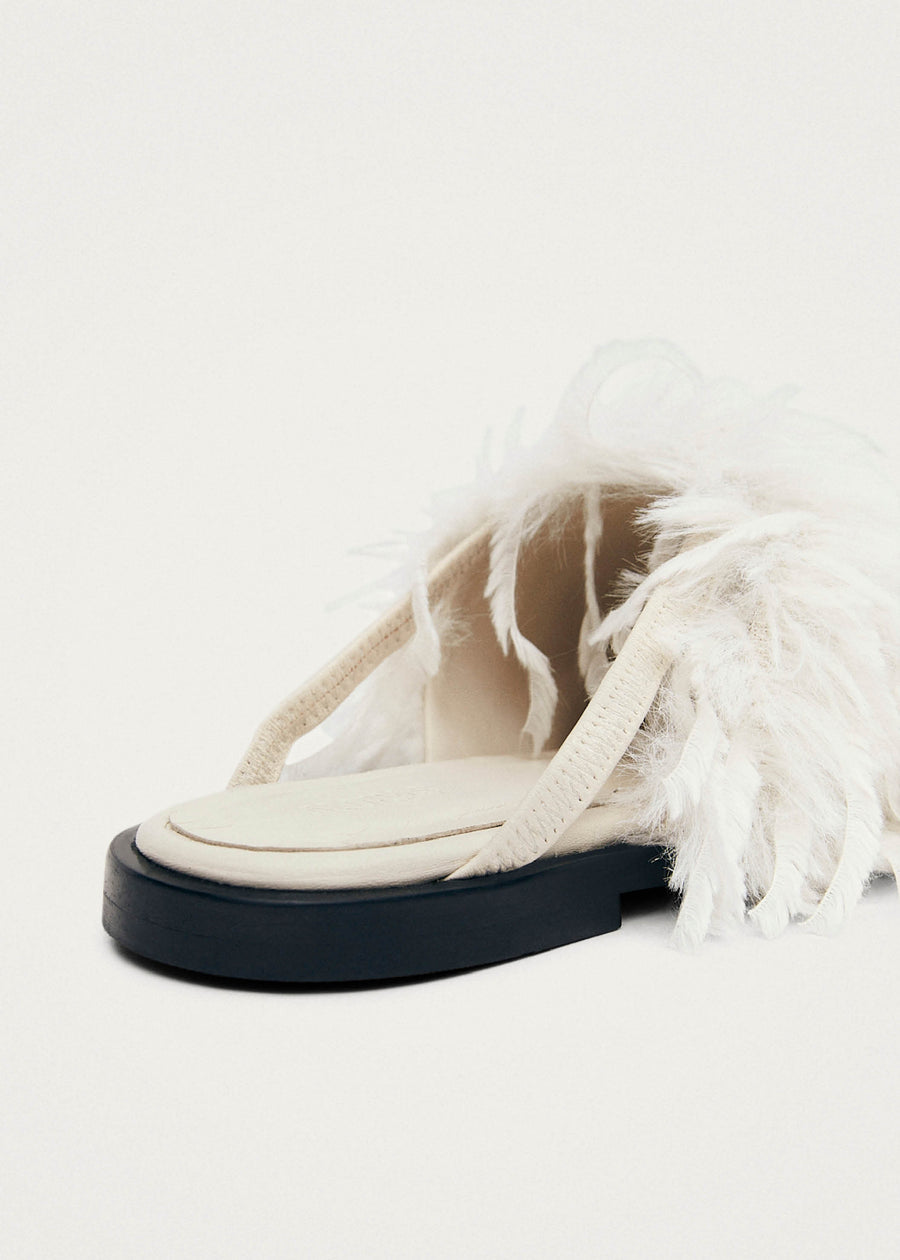 Maja Furry Cream Leather Mules