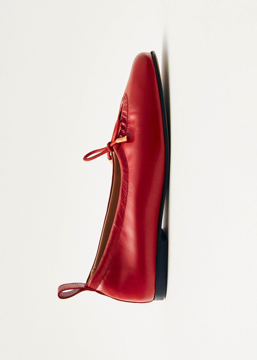Rosalind Red Leather Ballet Flats
