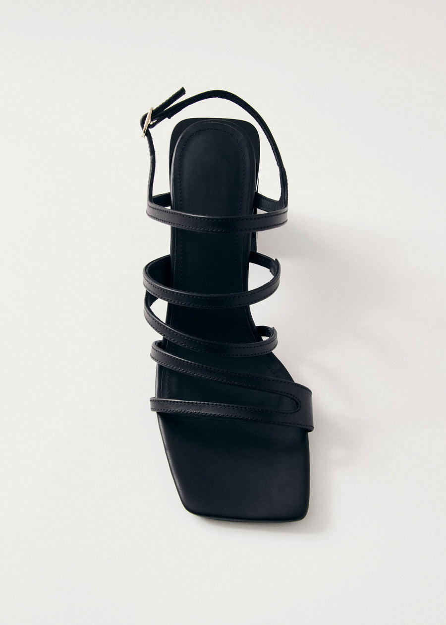Aubrey Total Black Leather Sandals