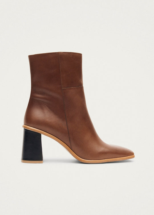 West Camel Leather Ankle Boots