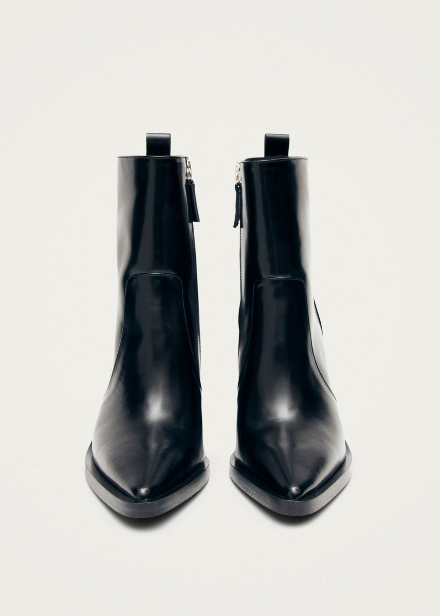 Haylo Black Leather Ankle Boots