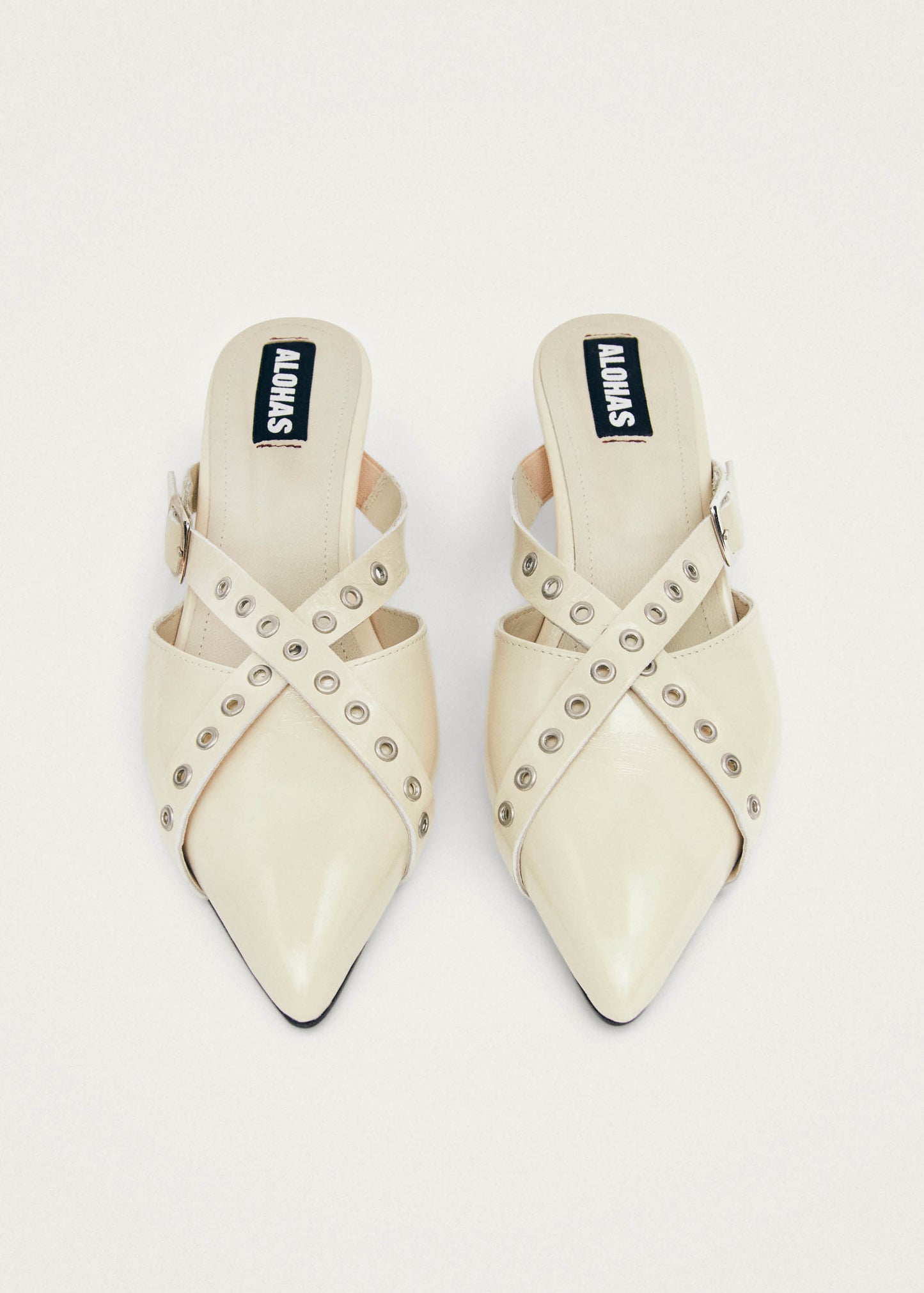 Zyra Onix Cream Leather Mules