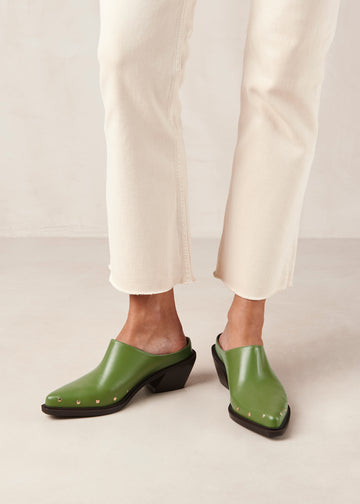 Lorenzo Evergreen Leather Mules