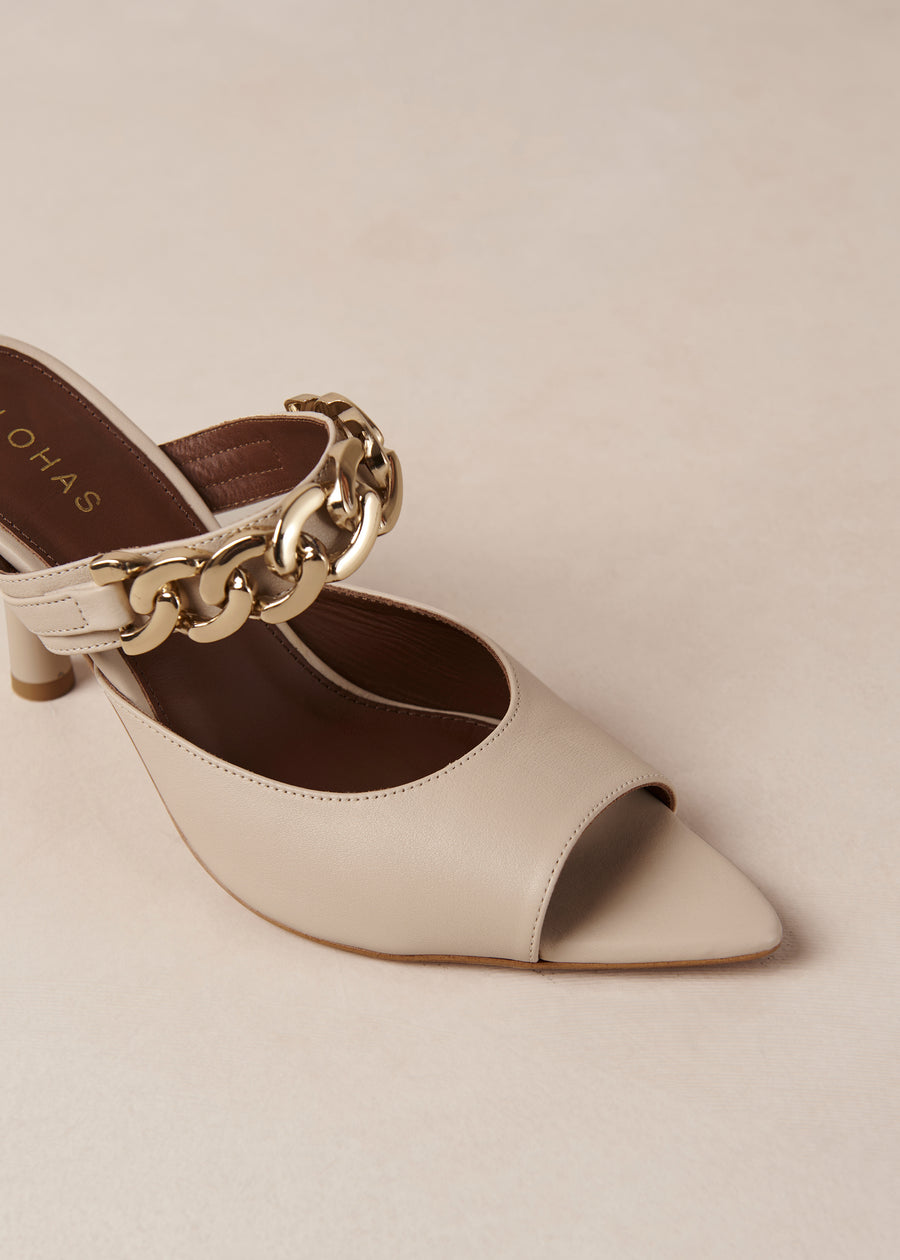 Daisy Cream Leather Sandals