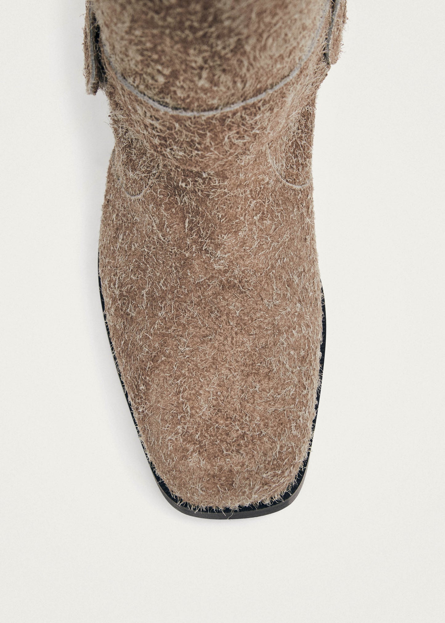 Rocky Suede Fuzzy Beige Leather Boots