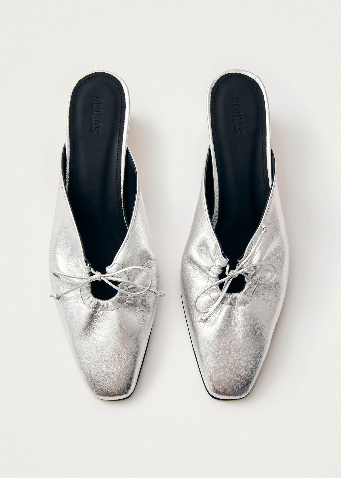 Amar Shimmer Silver Leather Mules