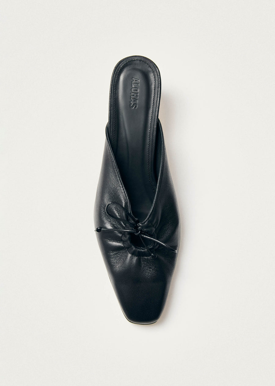 Amar Black Leather Mules