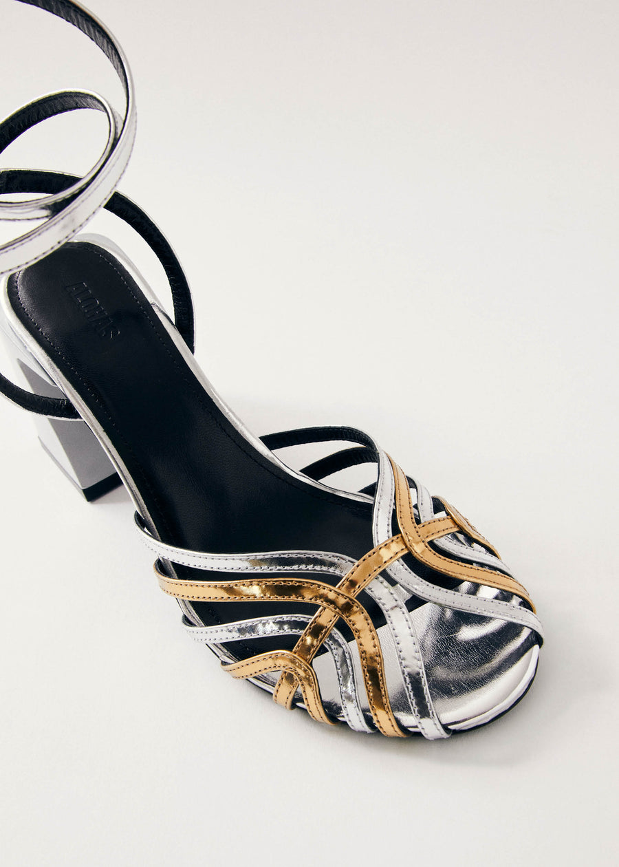 Jessa Shimmer Silver Gold Leather Sandals