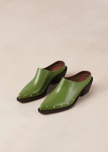 Lorenzo Green Leather Mules ALOHAS