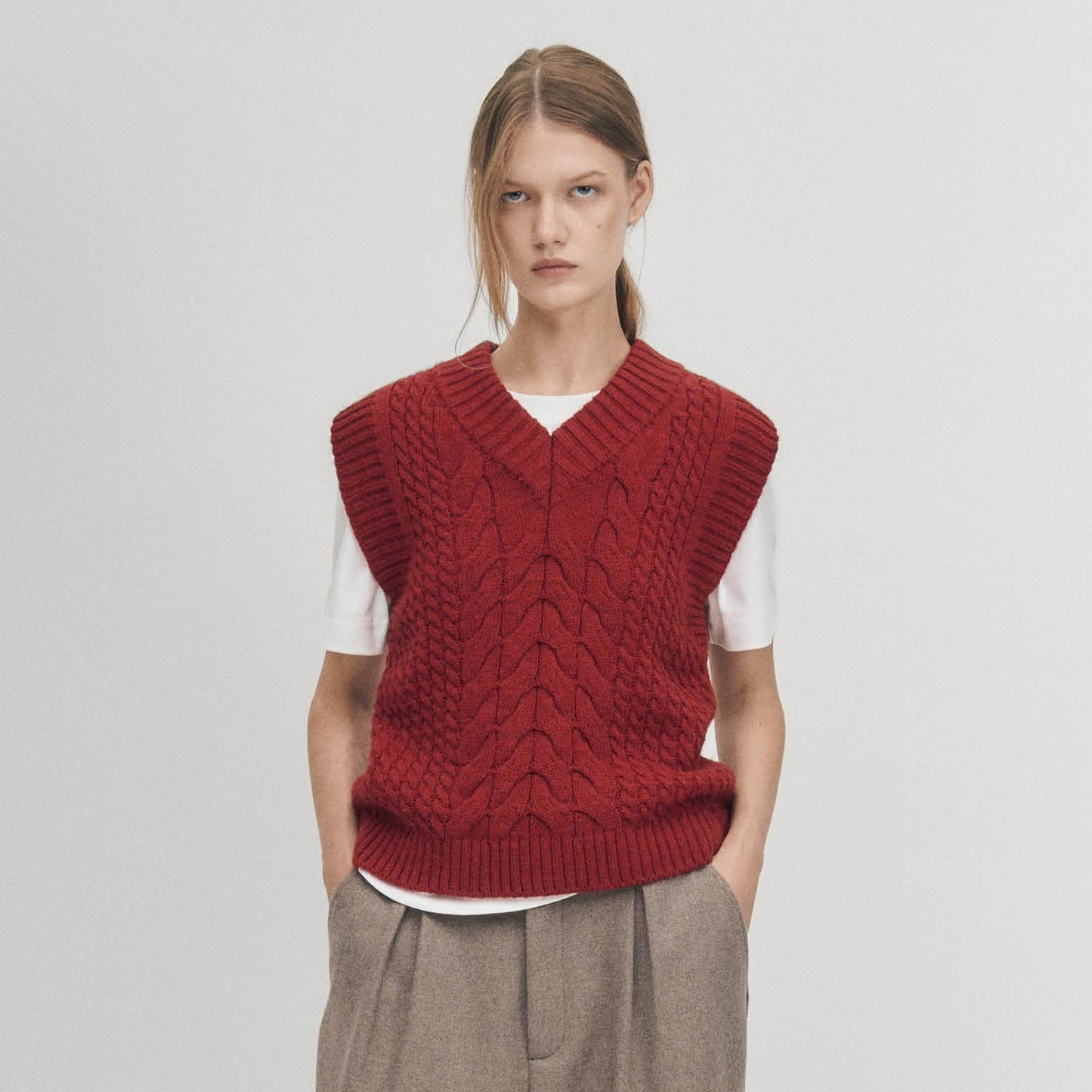 Cosy Gilet en Tricot Rouge