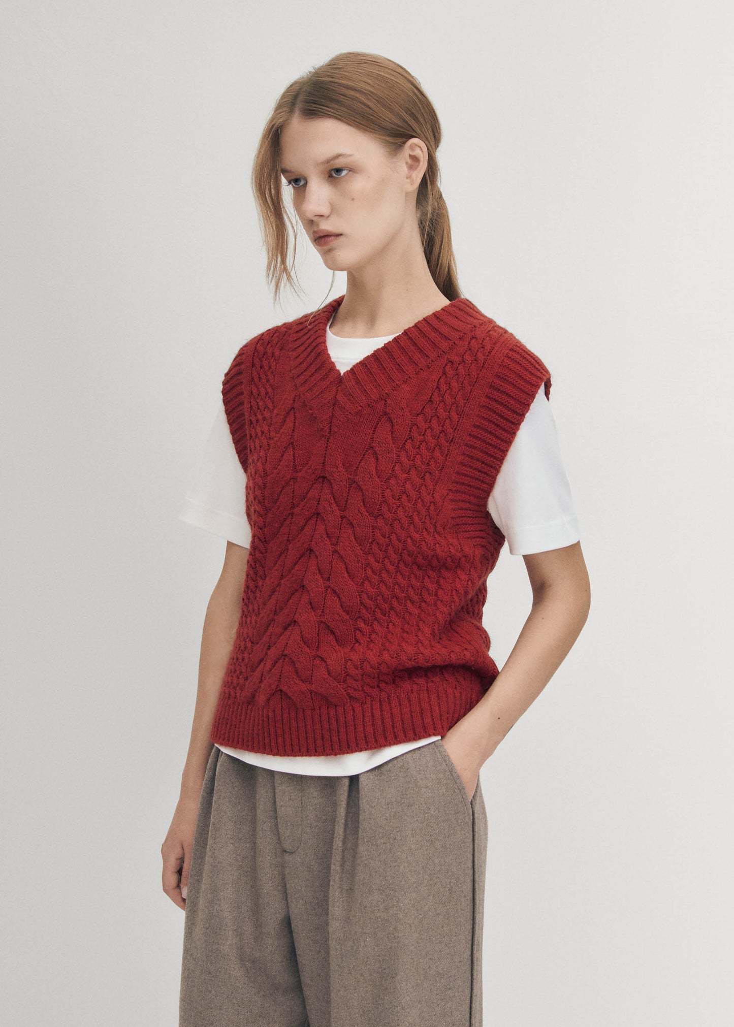 Cosy Gilet en Tricot Rouge