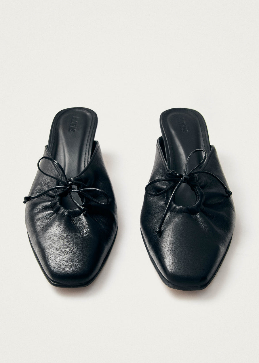 Amar Black Leather Mules