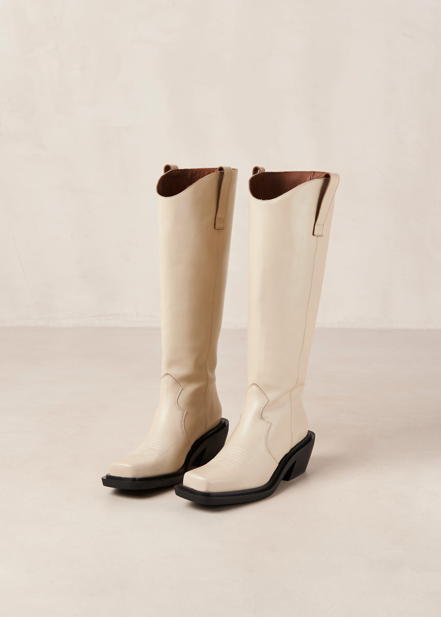 Cattle Cream Leather Boots