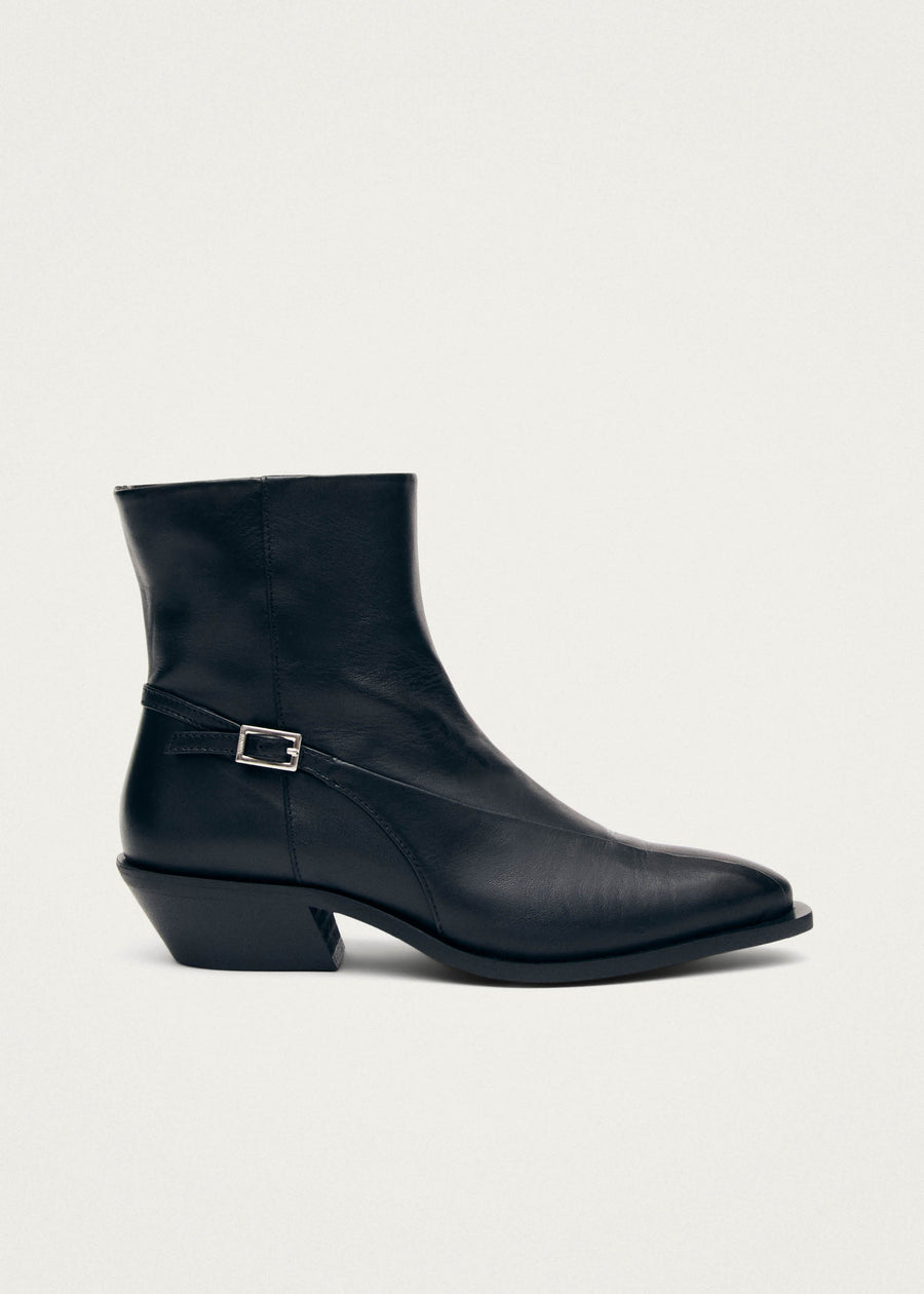 Lizzie Black Leather Ankle Boots