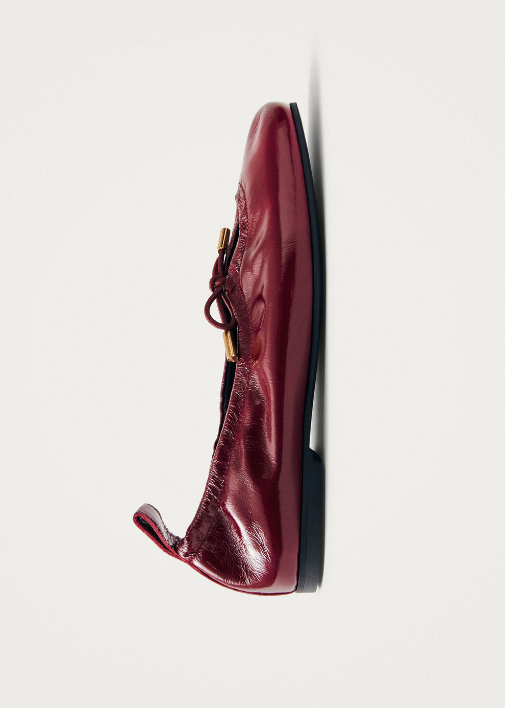 POPPY BALLET FLATS IN BURGUNDY RED GLOSSY LAMBSKIN