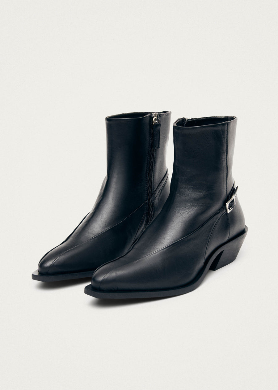 Lizzie Black Leather Ankle Boots