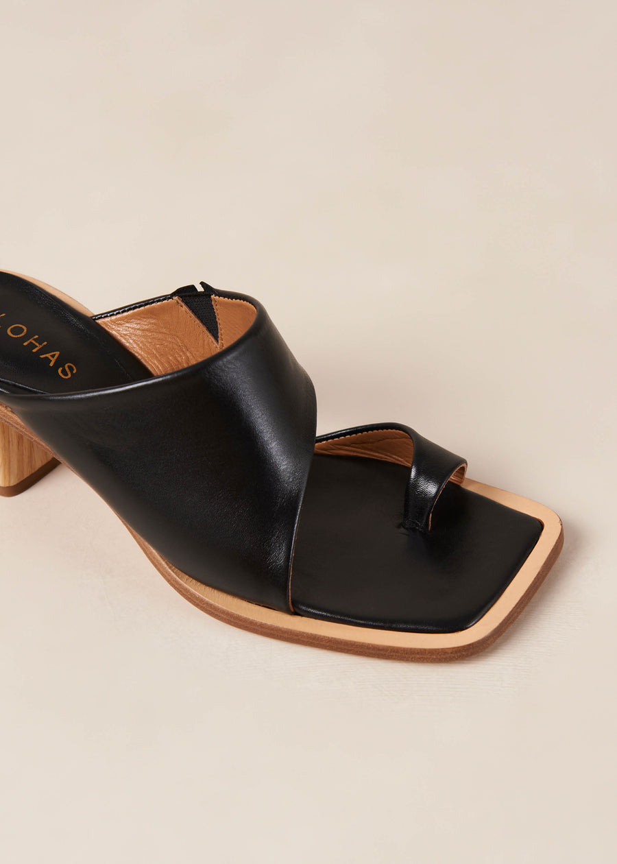 Josie Black Leather Sandals