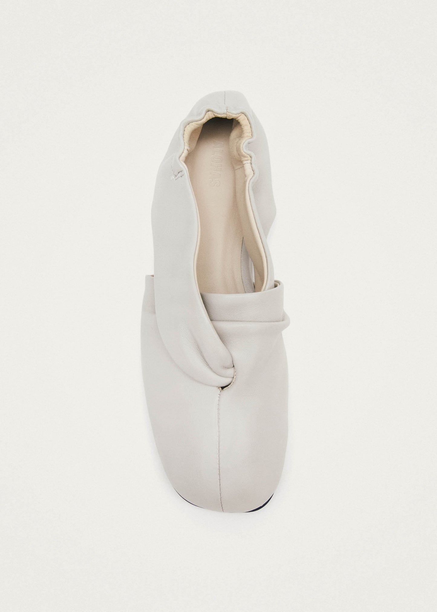 Alaula Light Grey Leather Ballet Flats