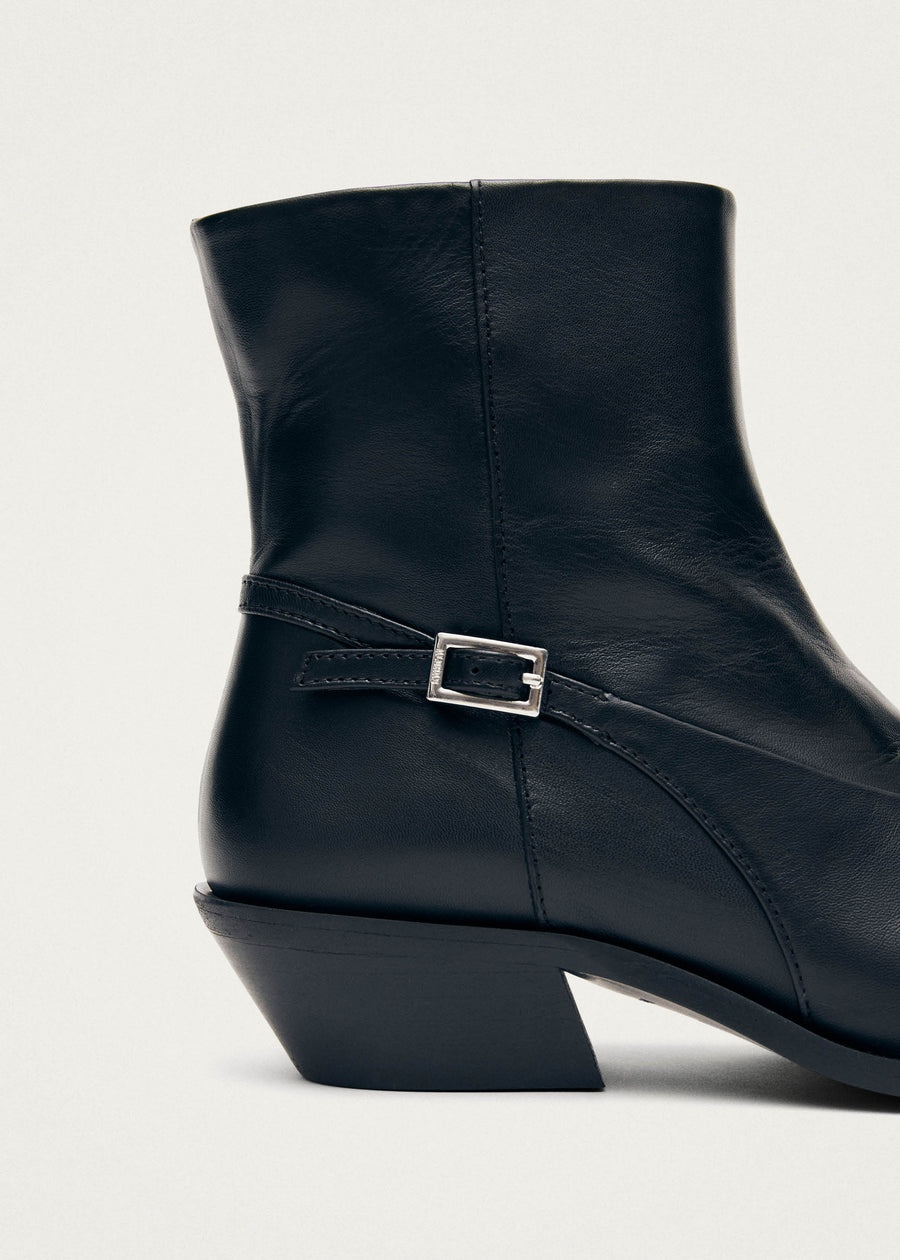 Lizzie Black Leather Ankle Boots