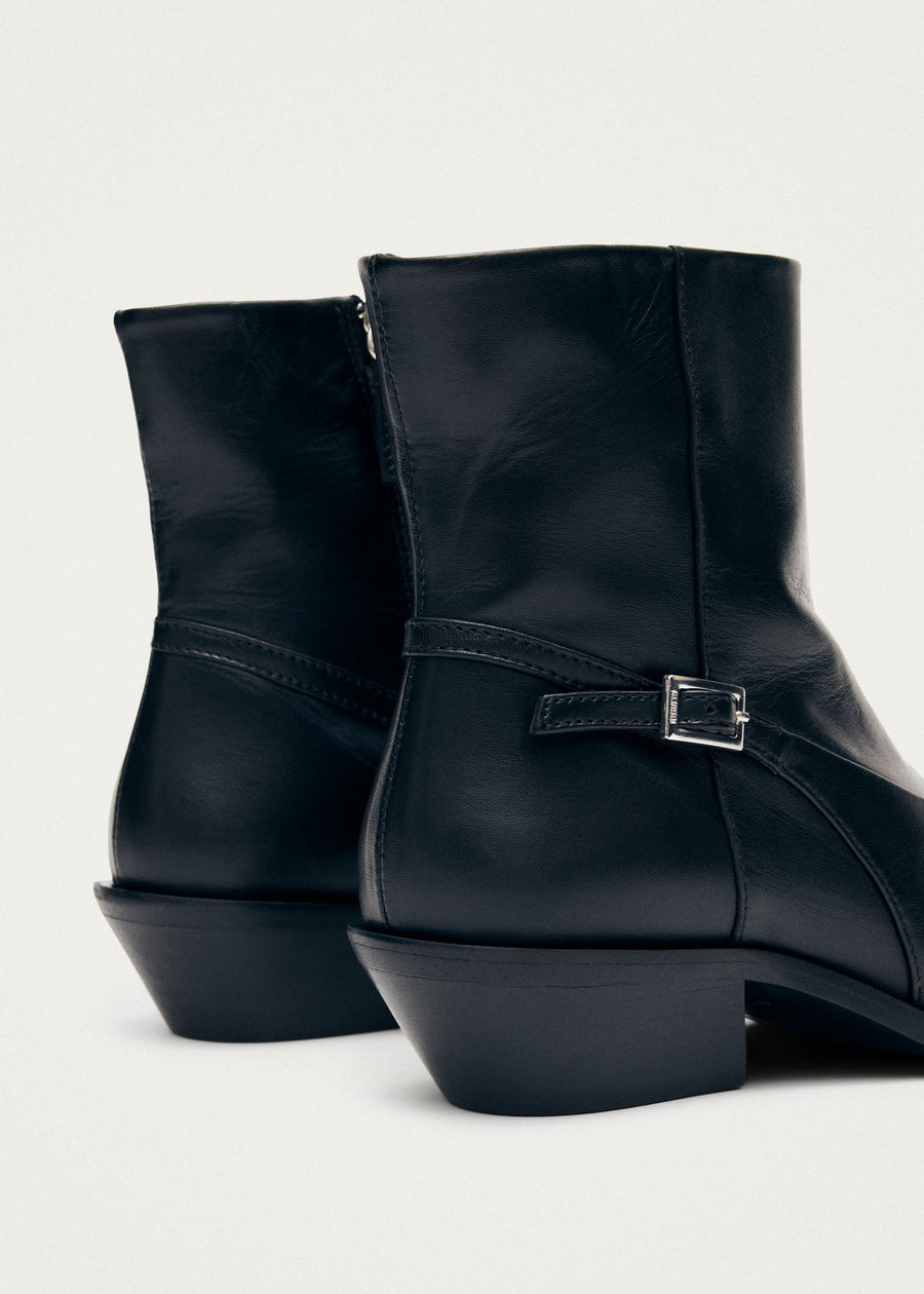 Lizzie Black Leather Ankle Boots