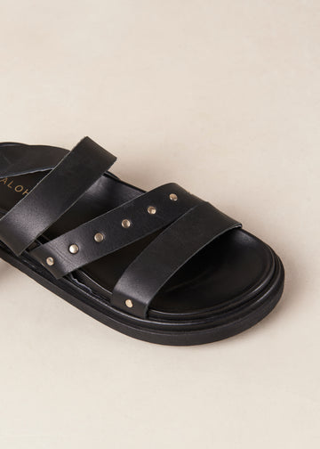 Beat Black Leather Sandals ALOHAS