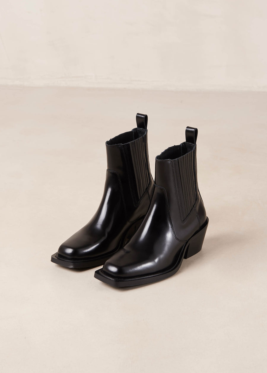 Denver Black Leather Ankle Boots