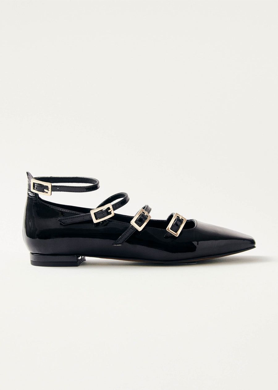 Luke Onix Black Leather Ballet Flats