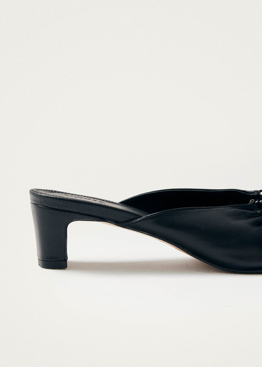 Amar Black Leather Mules