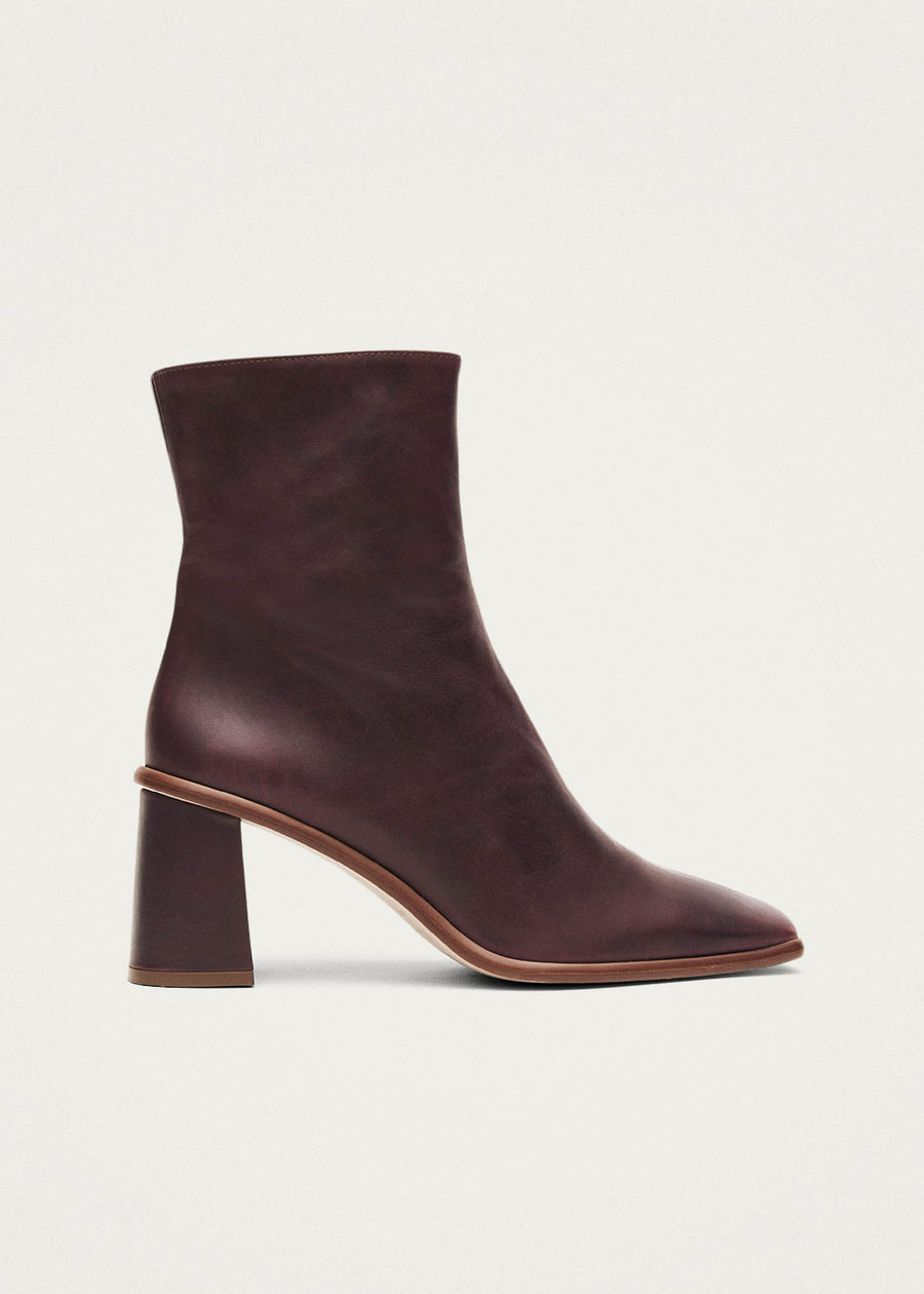 Burgundy leather booties best sale