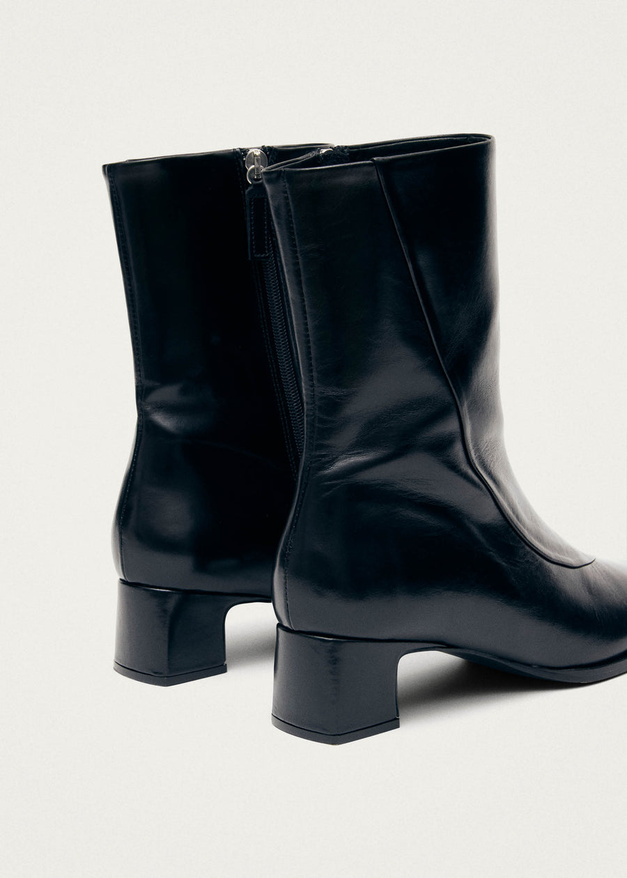 Chantal Black Leather Ankle Boots