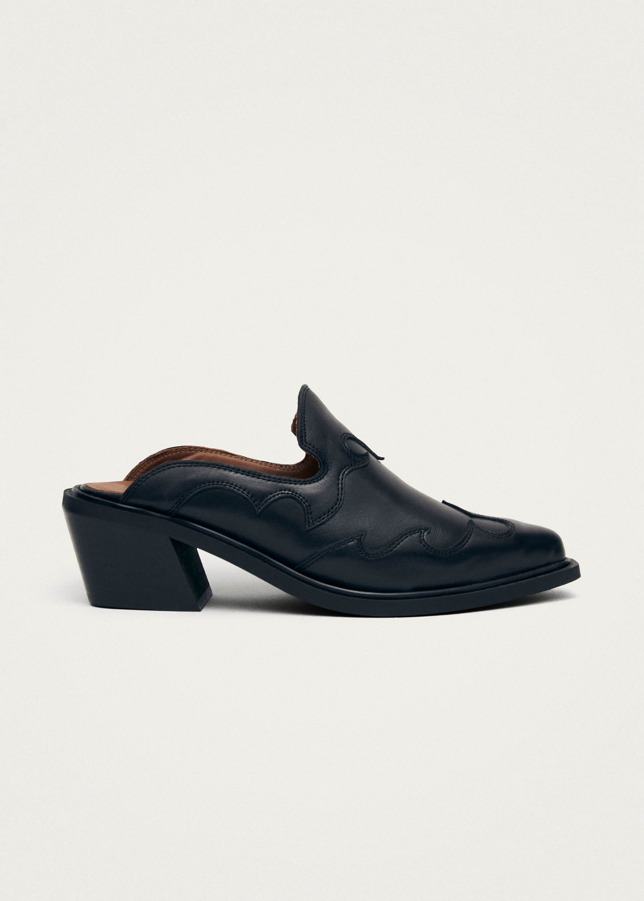 Black leather slip on mules online