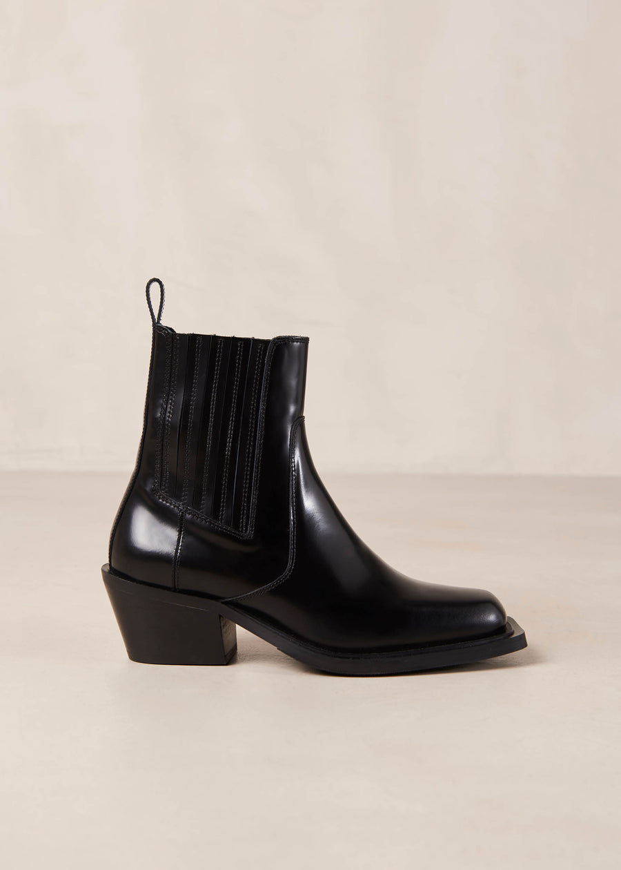 Denver Black Leather Ankle Boots
