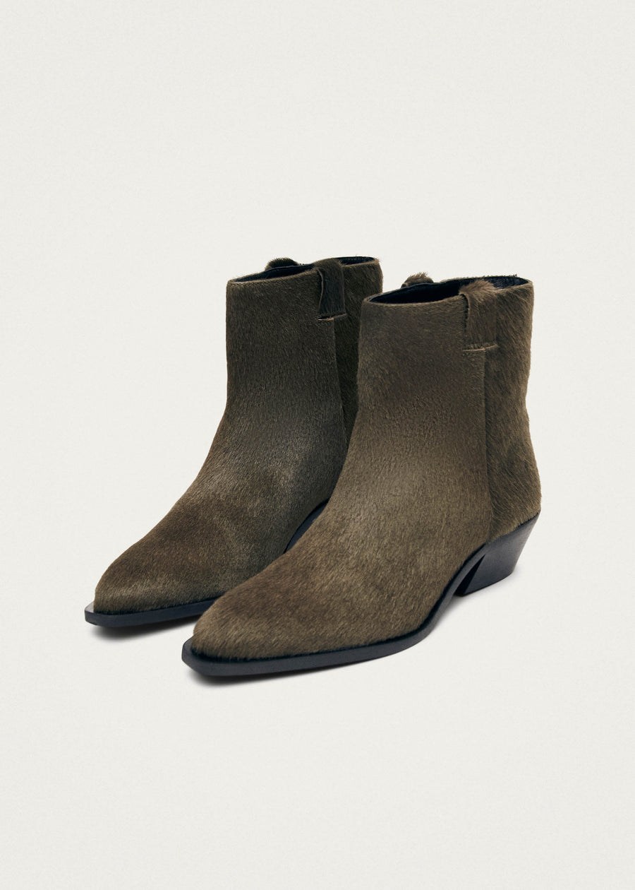 Syd Soft Khaki Leather Ankle Boots