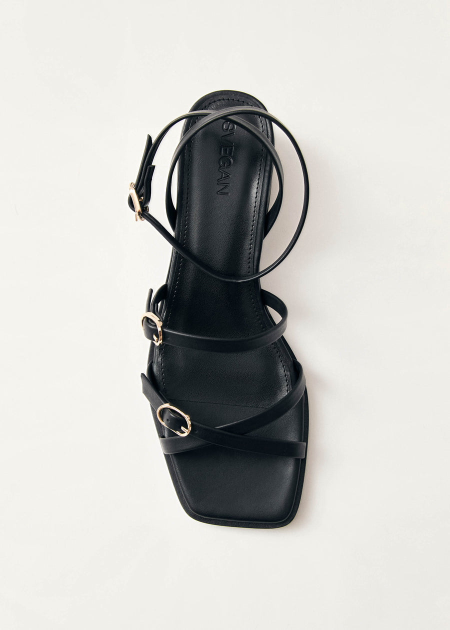 Tanya Black Vegan Leather Sandals