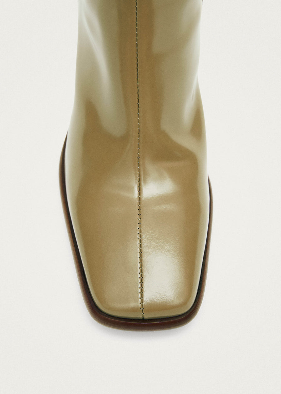 East Sleek Khaki Leather Boots