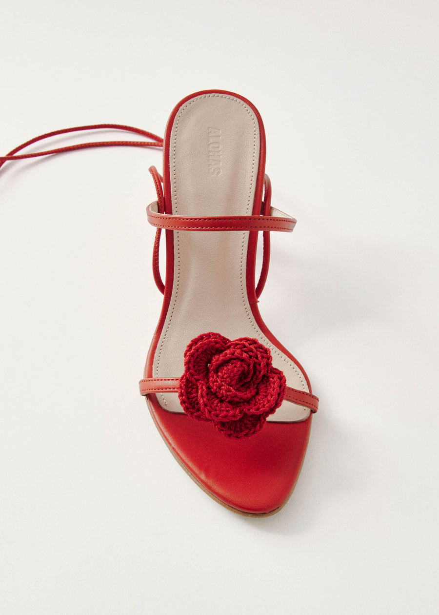 Kendra Bloom Red Leather Sandals