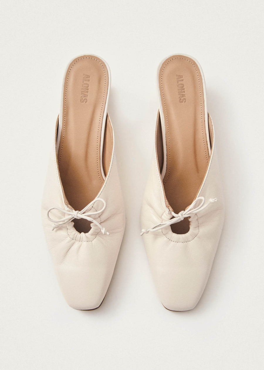 Amar Cream Leather Mules