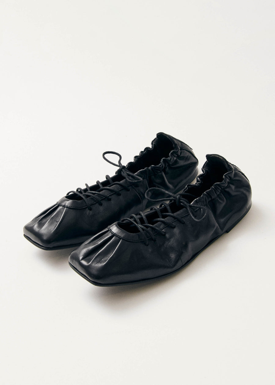 Aureline Black Leather Ballet Flats