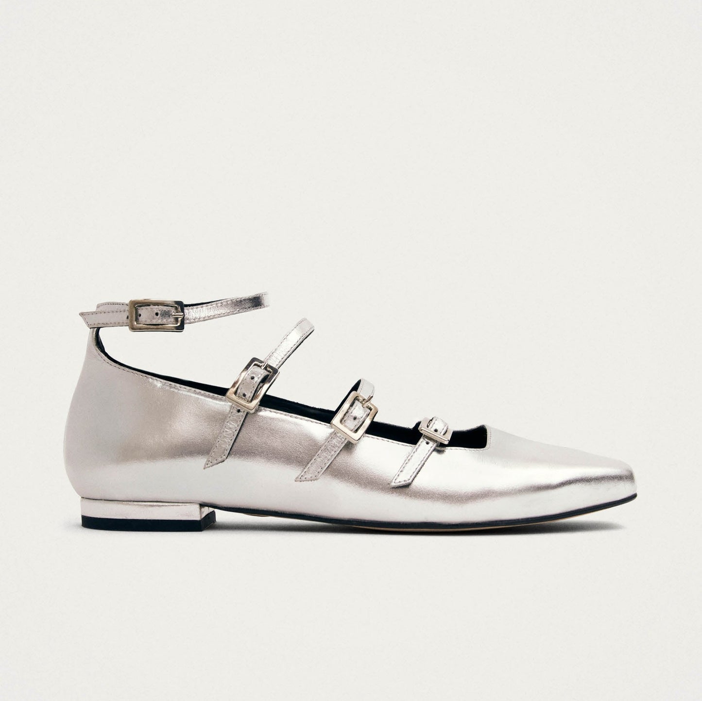 Luke Shimmer Silver Leather Ballet Flats