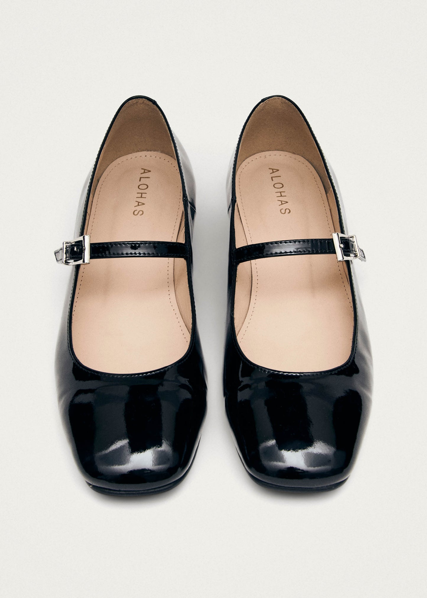 Por Do Sol Onix Black Leather Ballet Flats