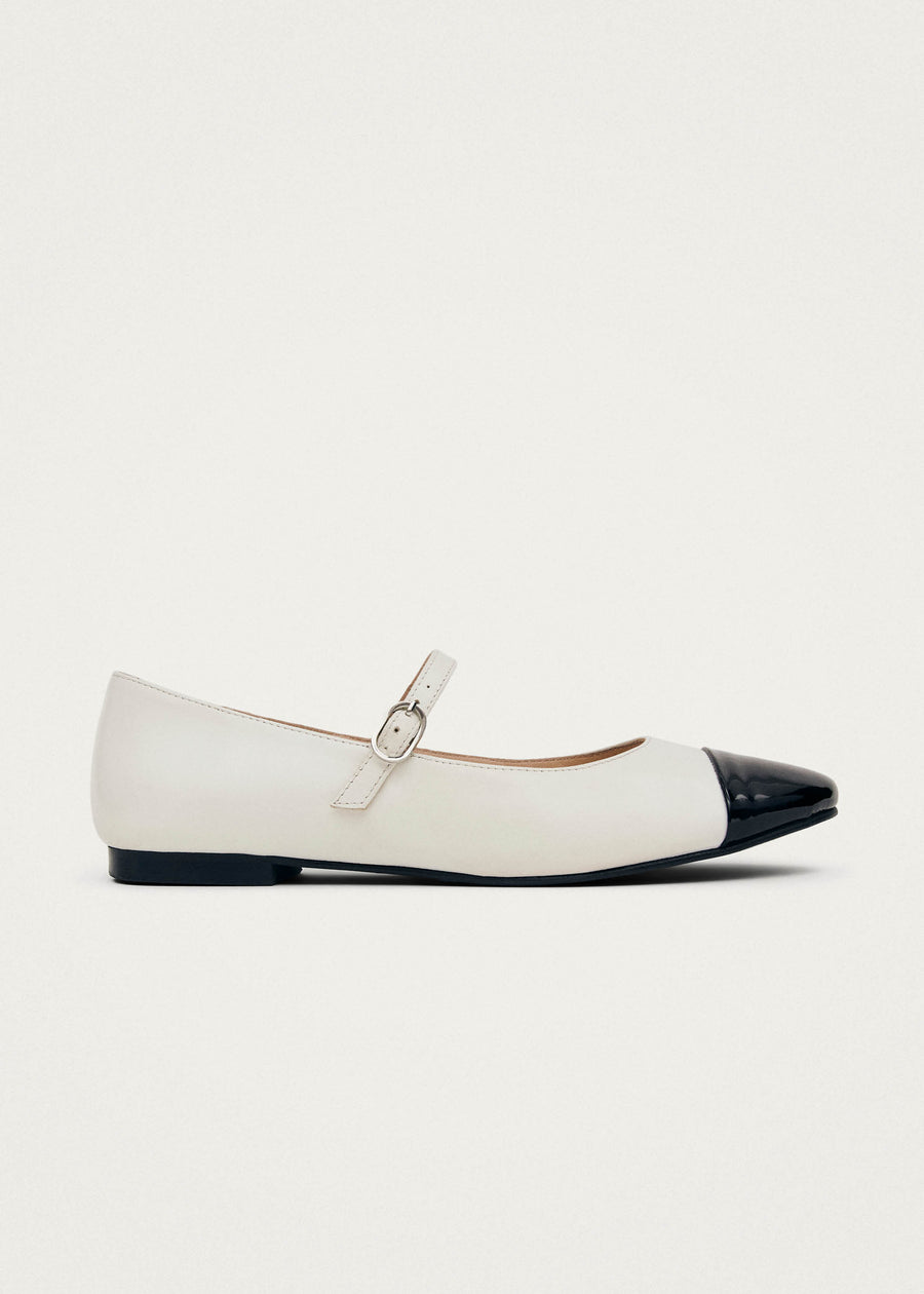 Musa Bicolor Black Cream Leather Ballet Flats