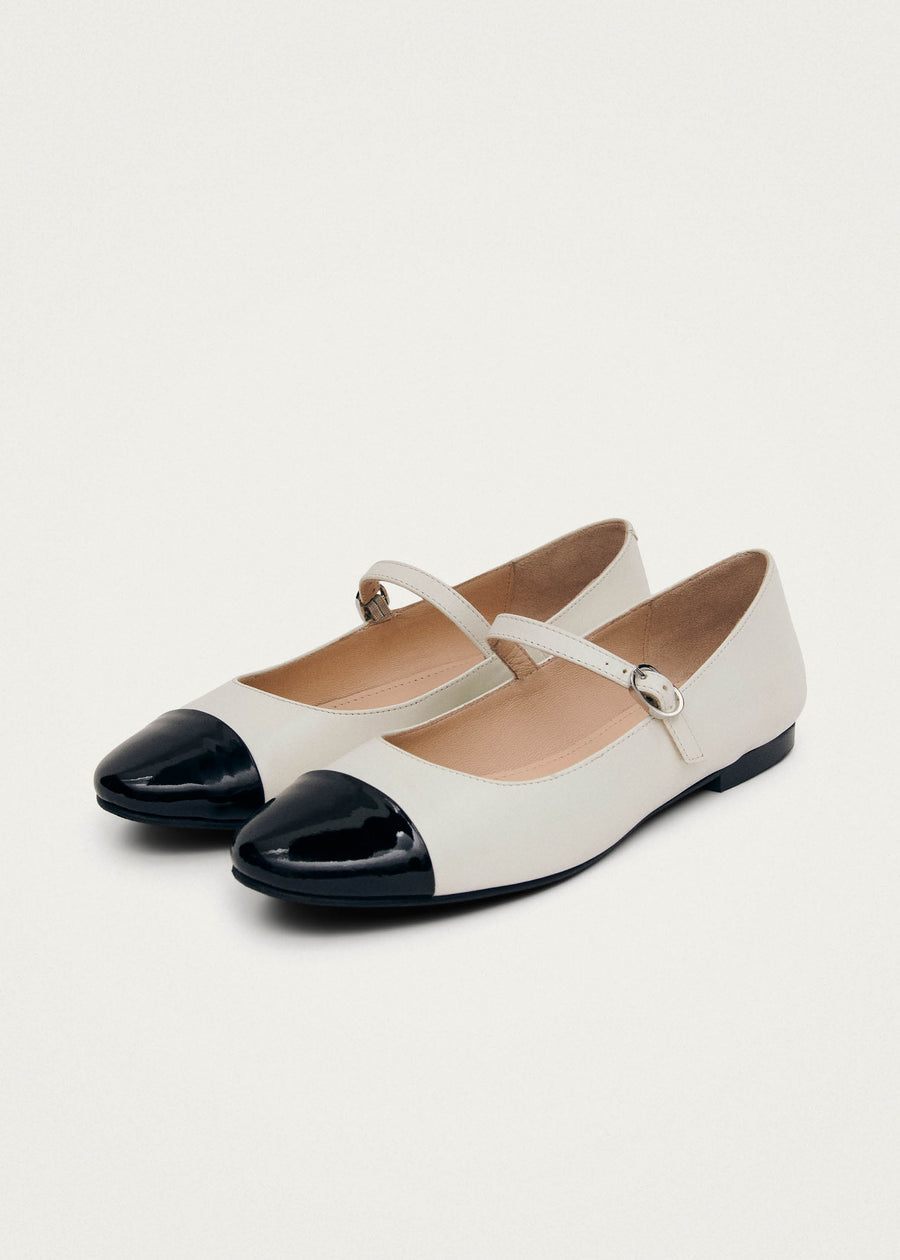 Musa Bicolor Black Cream Leather Ballet Flats