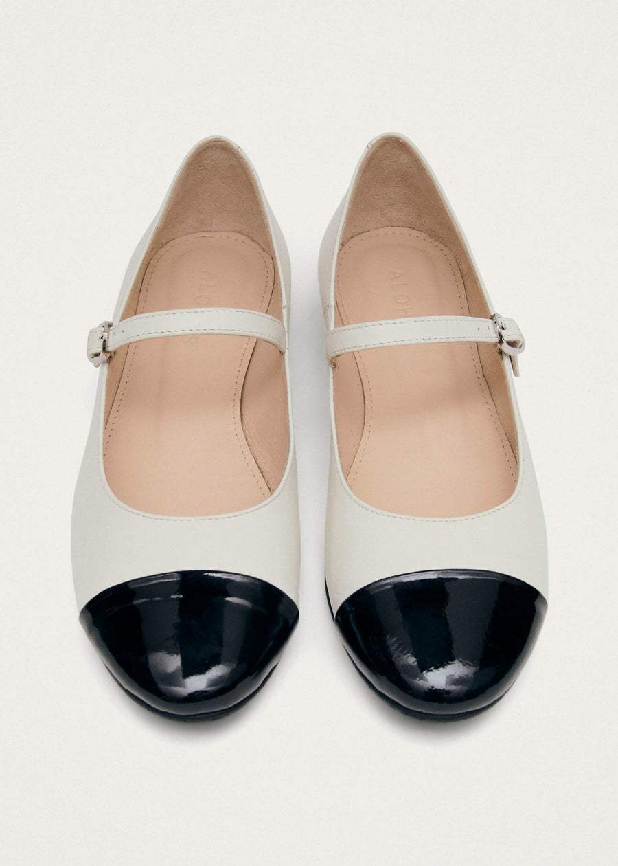 Musa Bicolor Black Cream Leather Ballet Flats