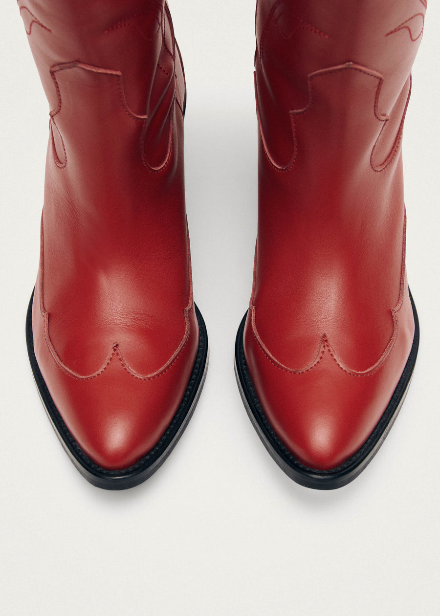 Boots rouge cuir hotsell