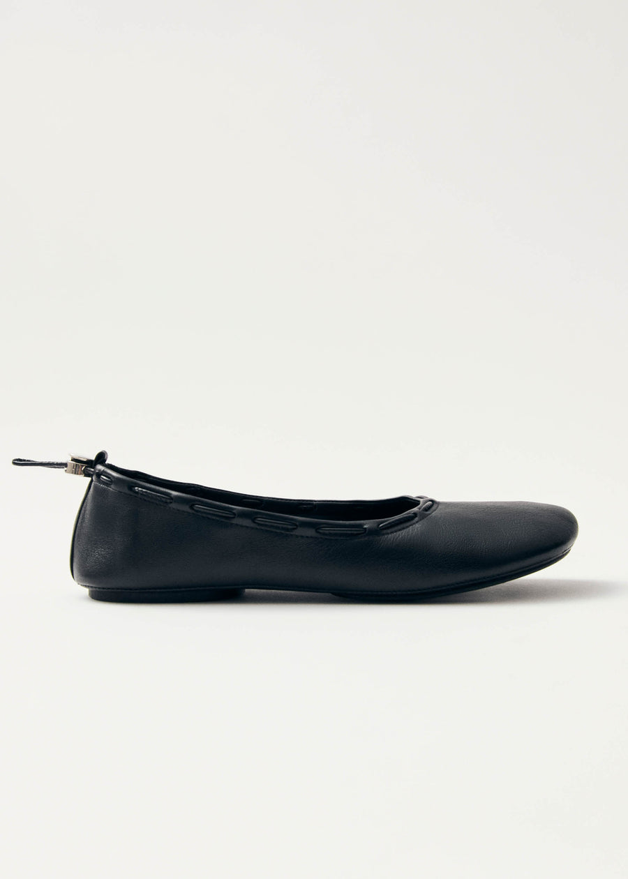 Gill Black Leather Ballet Flats