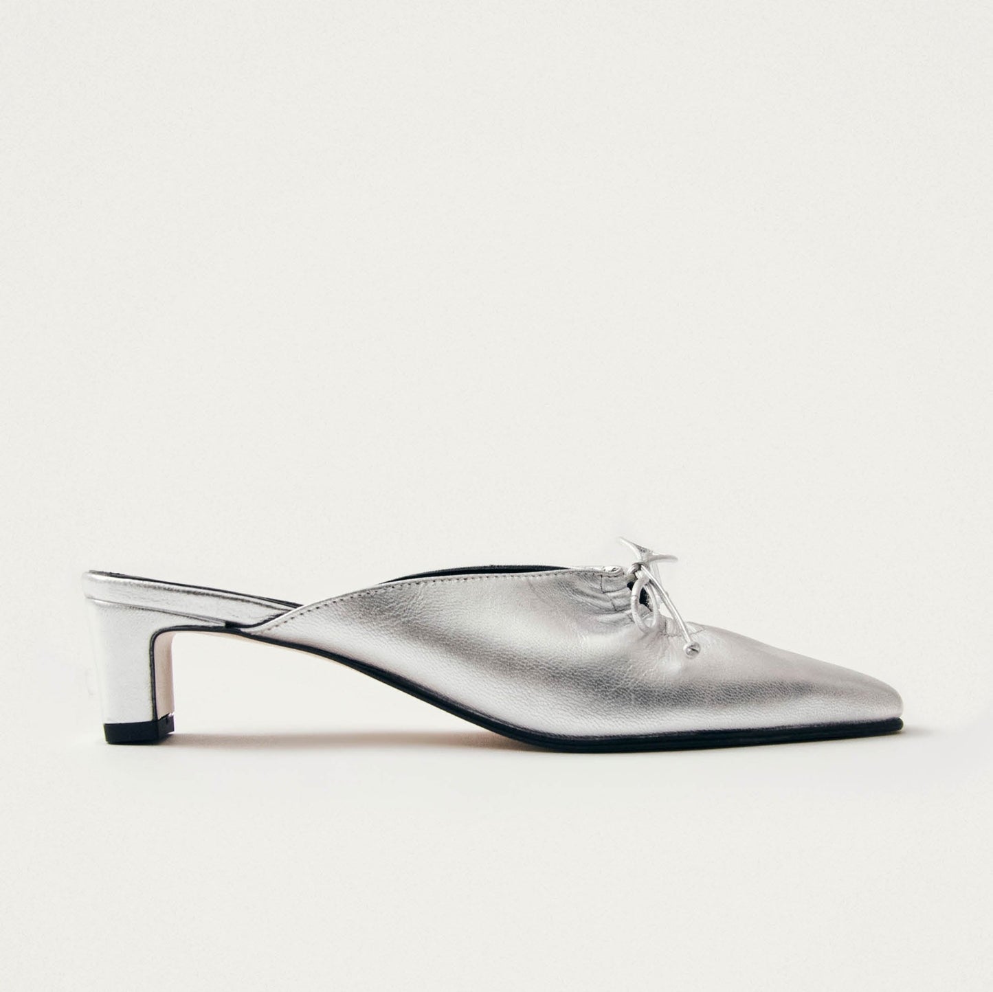 Amar Shimmer Silver Leather Mules