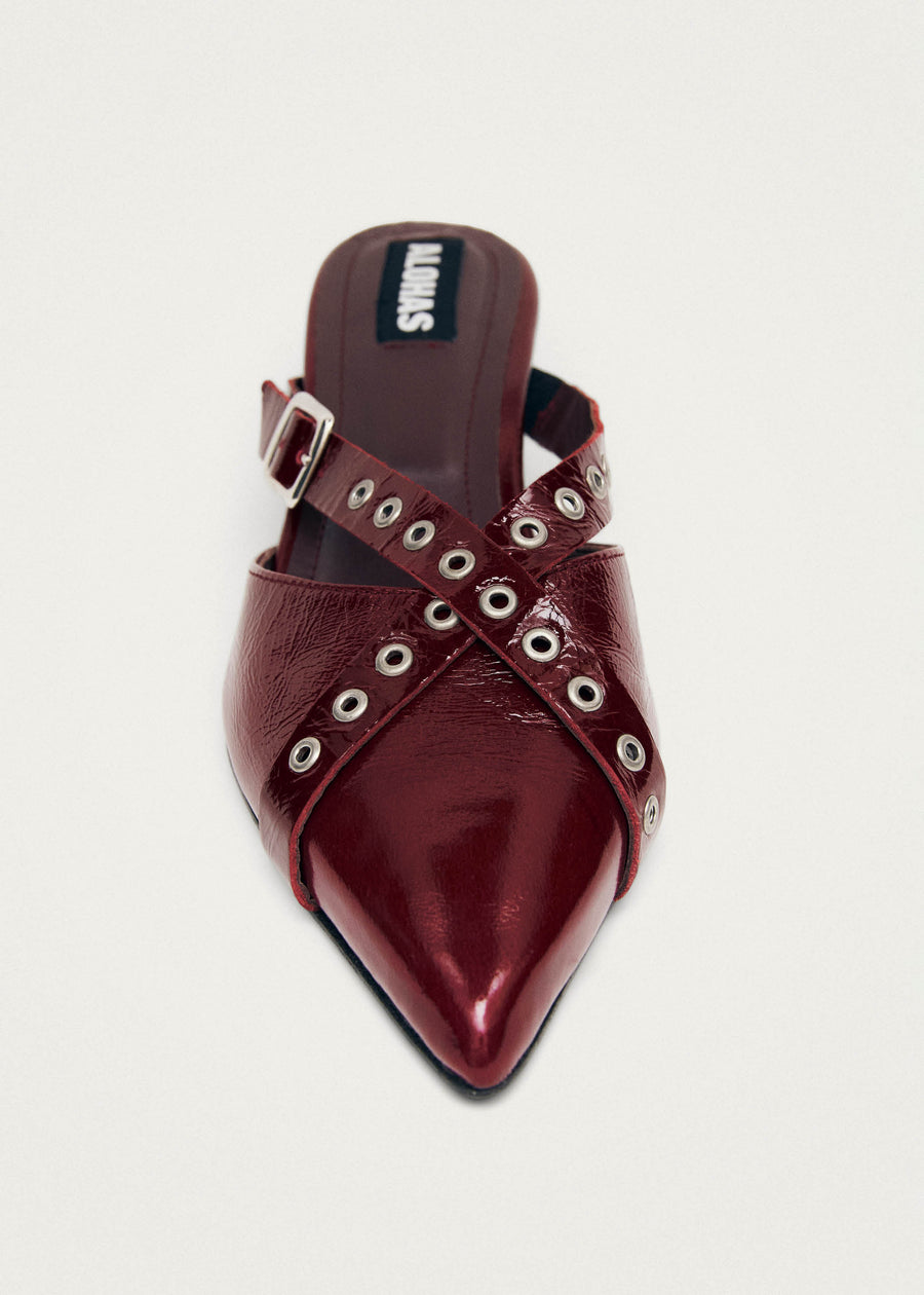 Zyra Onix Burgundy Leather Mules