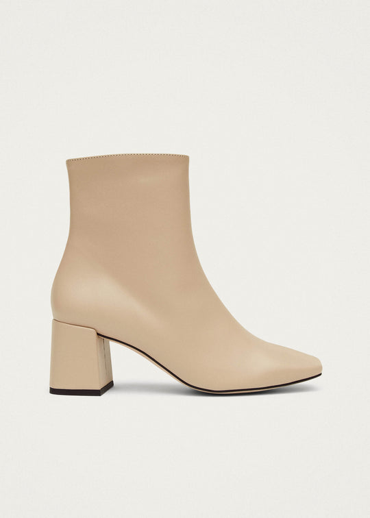 Watercolor Tahini Beige Vegan Leather Ankle Boots