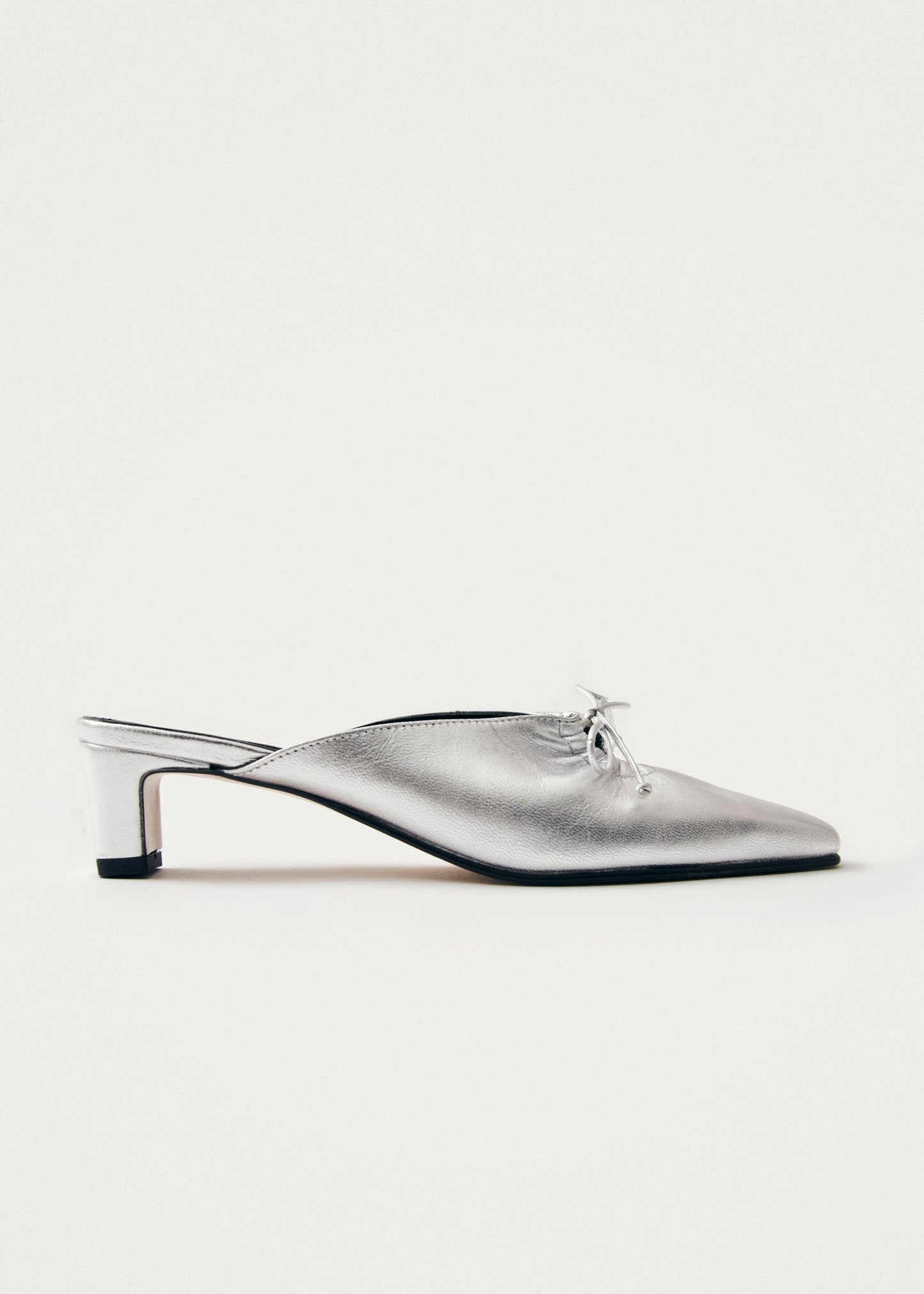 Amar Shimmer Silver Leather Mules